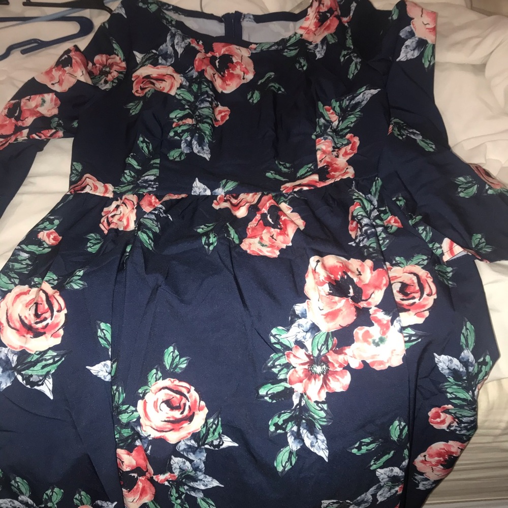 3/4 sleeve floral maxi dress